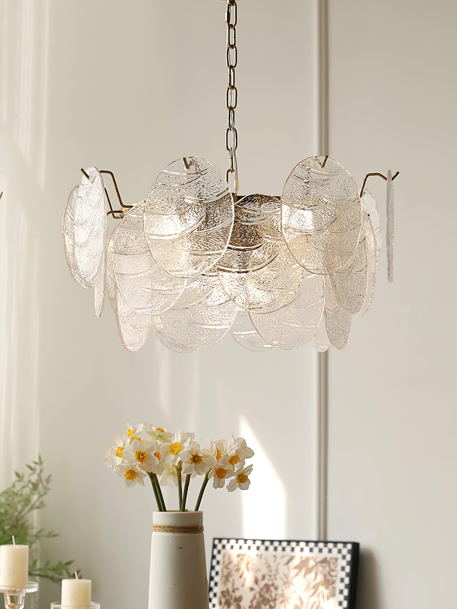 Lustra Chandelier Glass Disc Gold - Image 34
