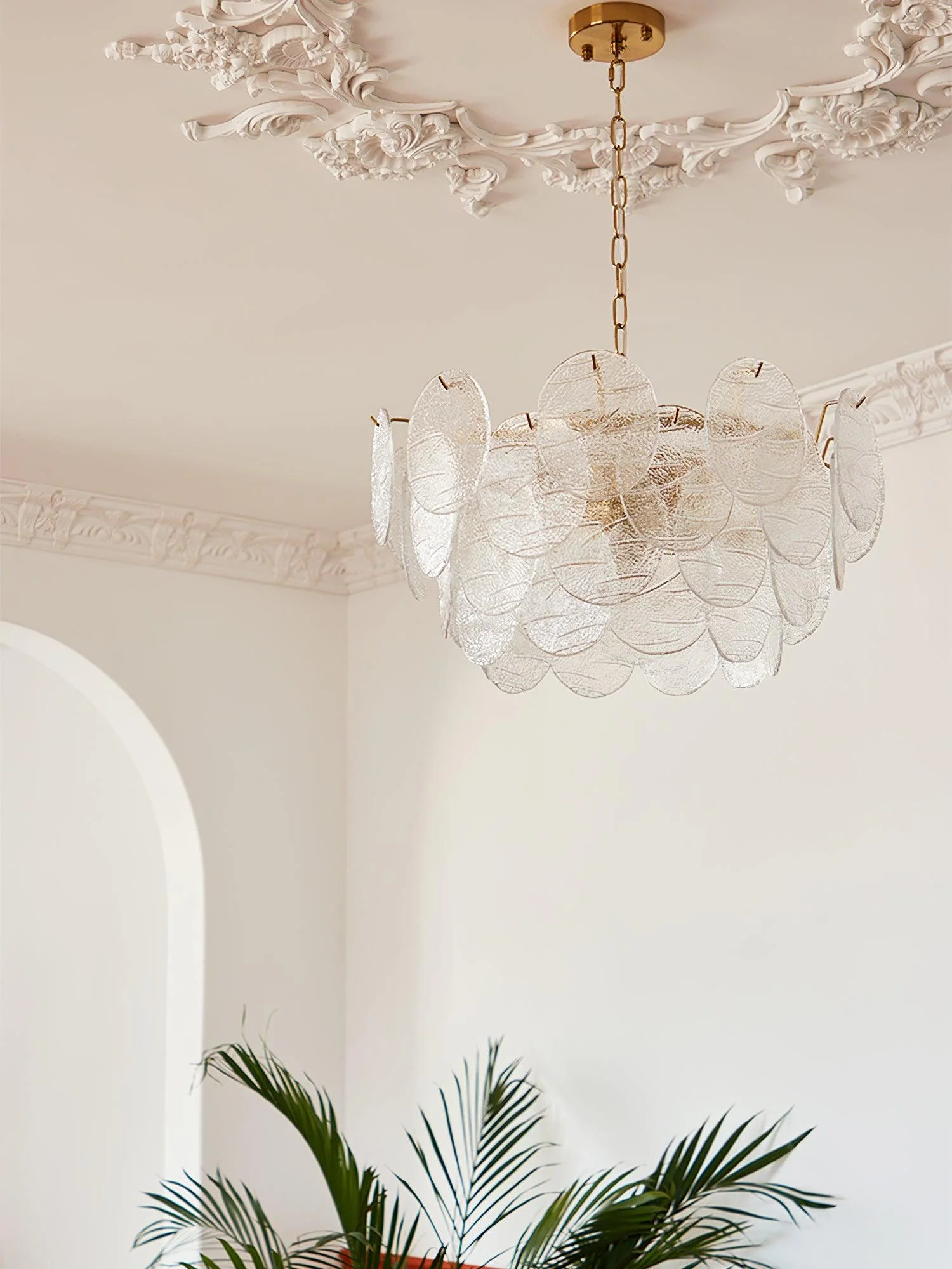 Lustra Chandelier Glass Disc Gold - Image 35
