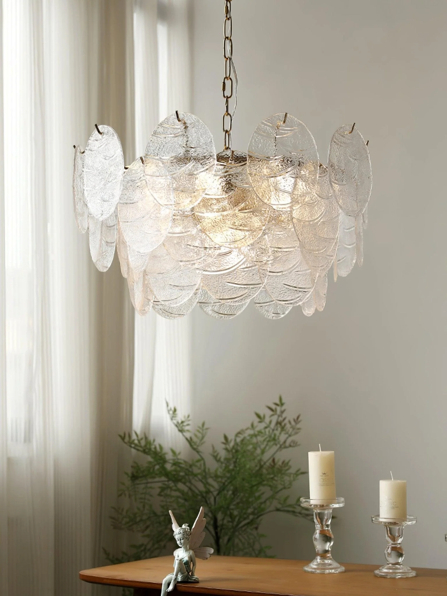 Lustra Chandelier Glass Disc Gold - Image 36