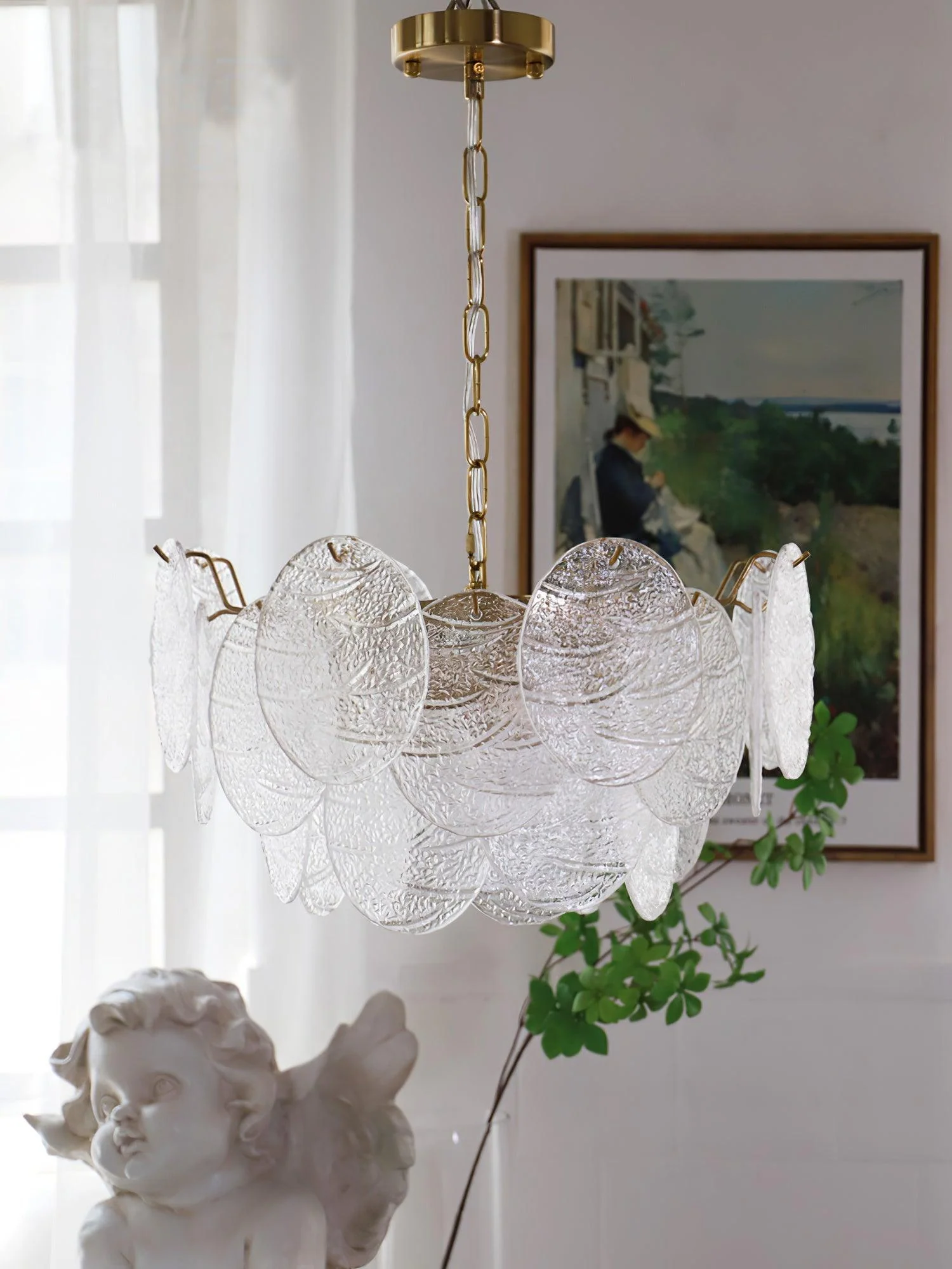 Lustra Chandelier Glass Disc Gold - Image 37