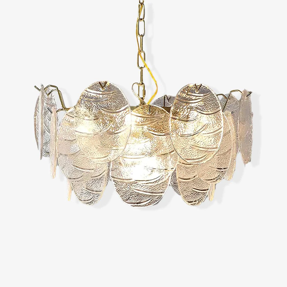Lustra Chandelier Glass Disc Gold - Image 6