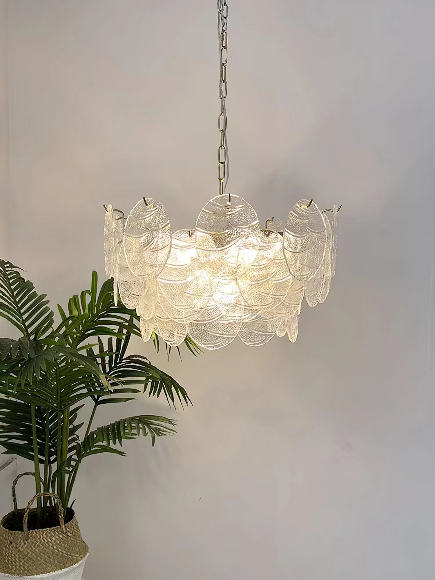 Lustra Chandelier Glass Disc Gold - Image 9