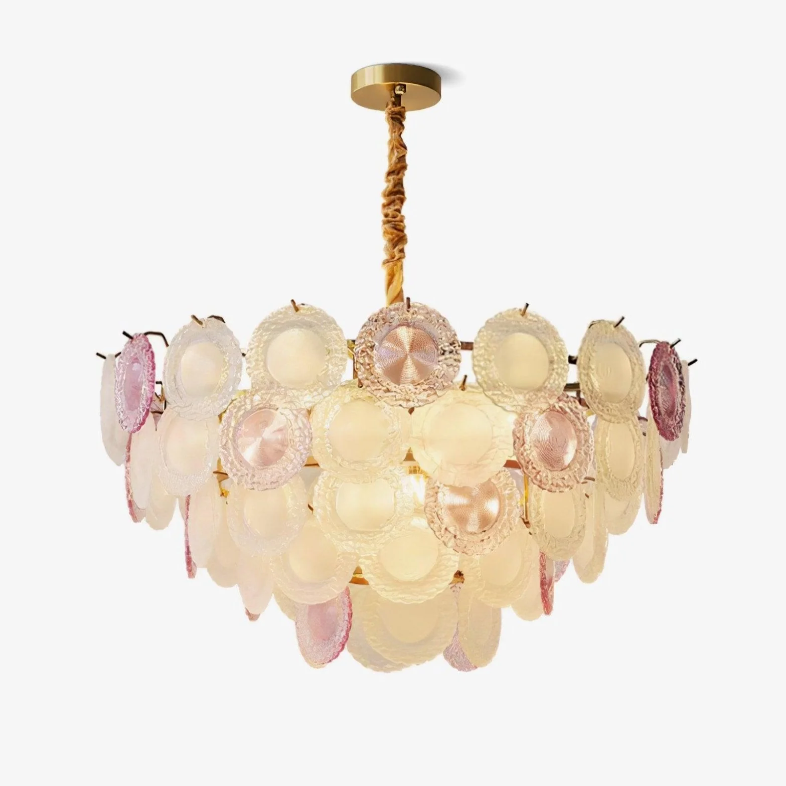 Lustra Chandelier Glass Disc Layered Playful