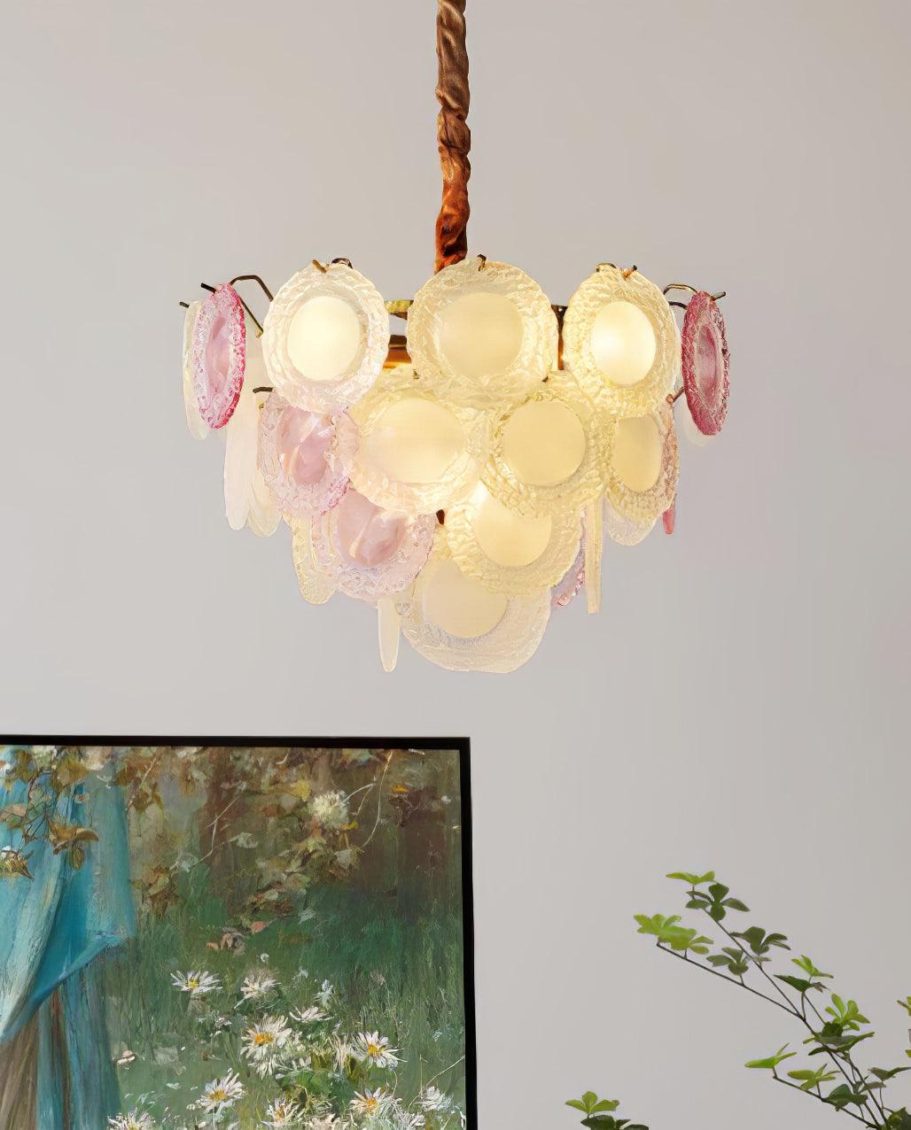 Lustra Chandelier Glass Disc Layered Playful - Image 12