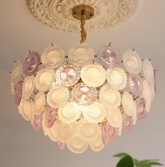 Lustra Chandelier Glass Disc Layered Playful - Image 16