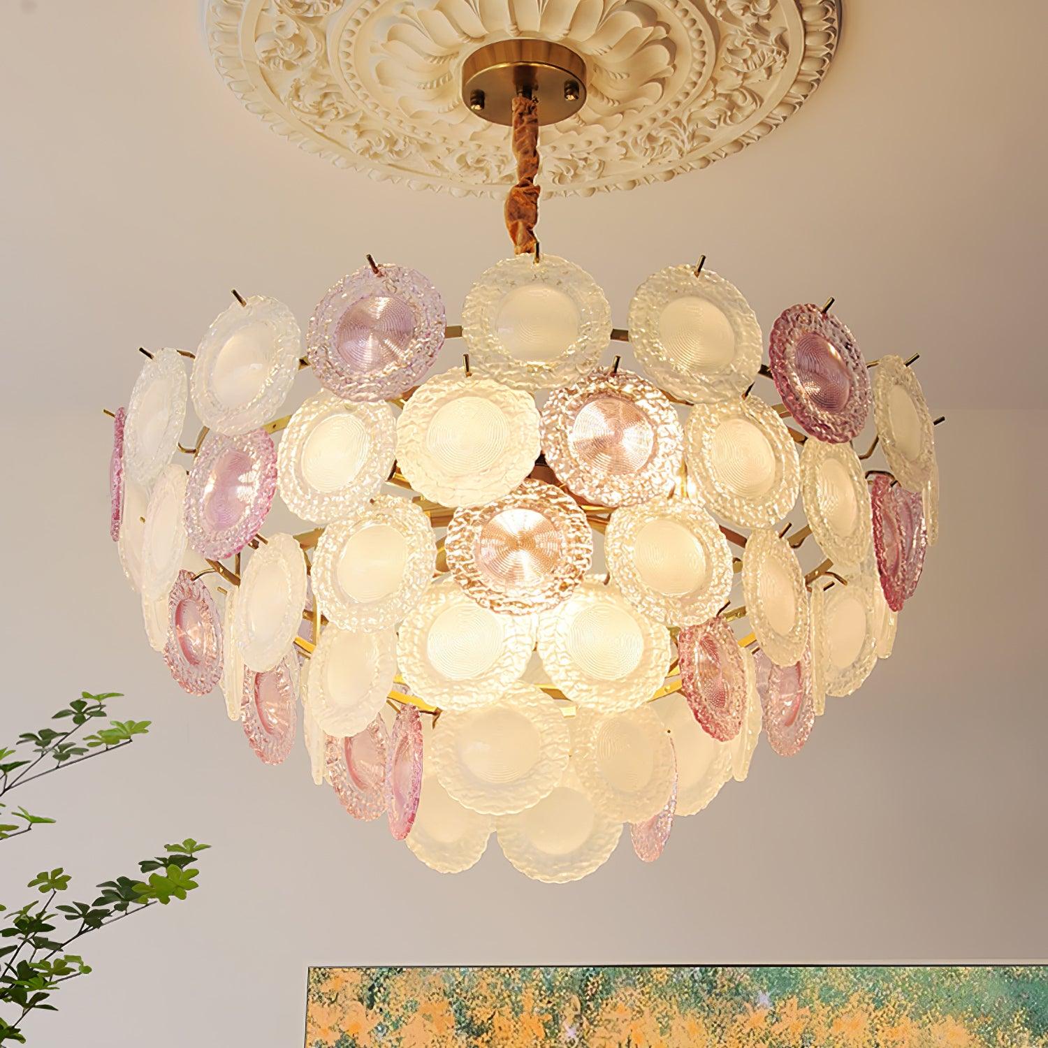 Lustra Chandelier Glass Disc Layered Playful - Image 21