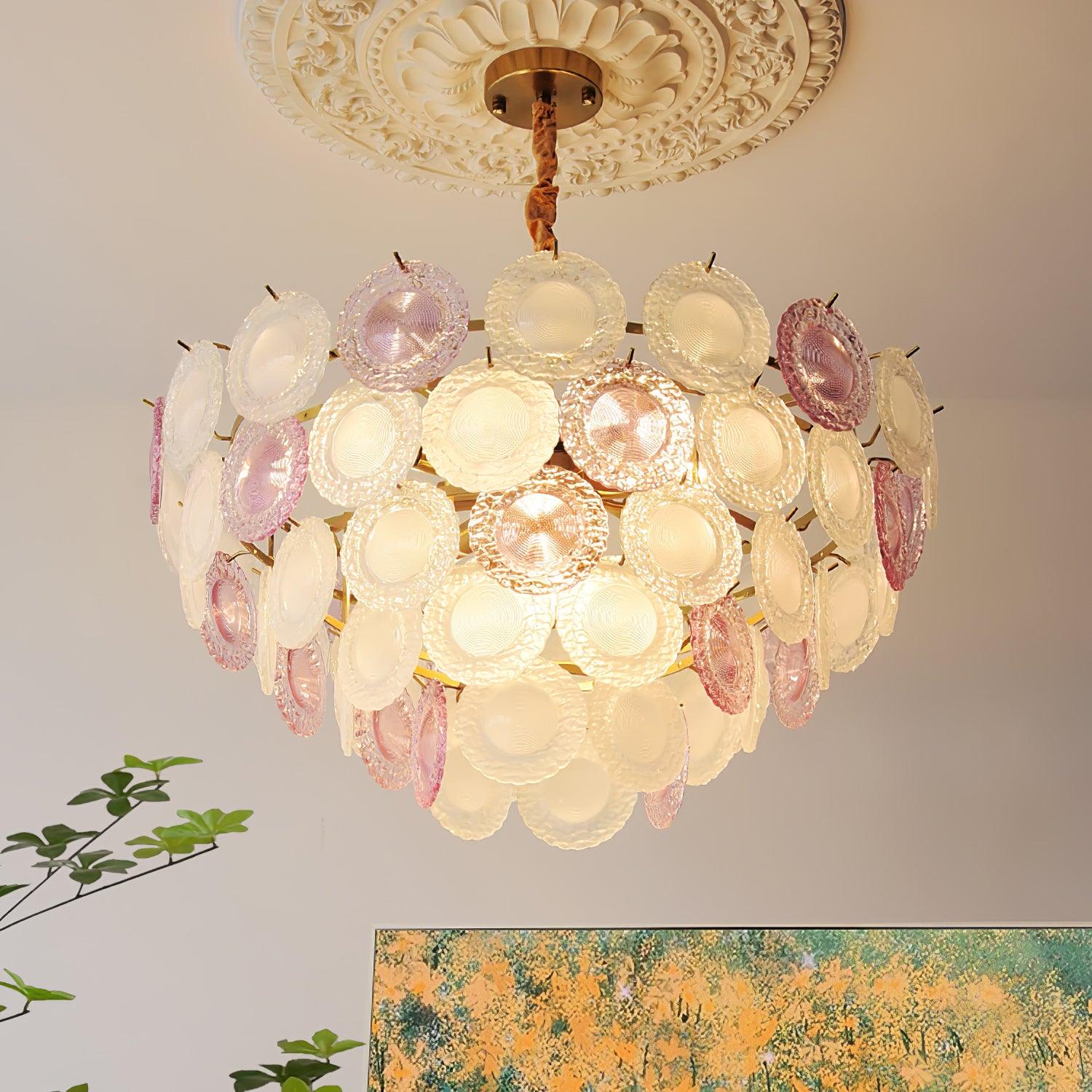 Lustra Chandelier Glass Disc Layered Playful - Image 22