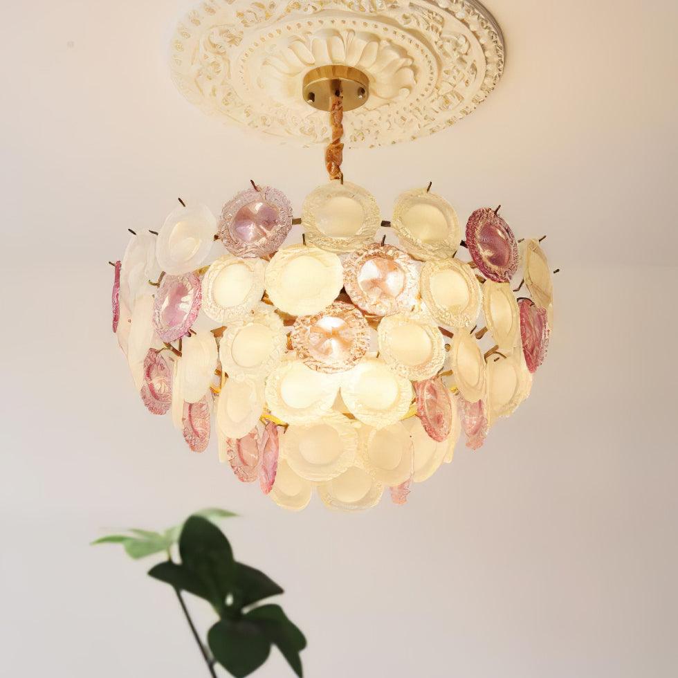 Lustra Chandelier Glass Disc Layered Playful - Image 28