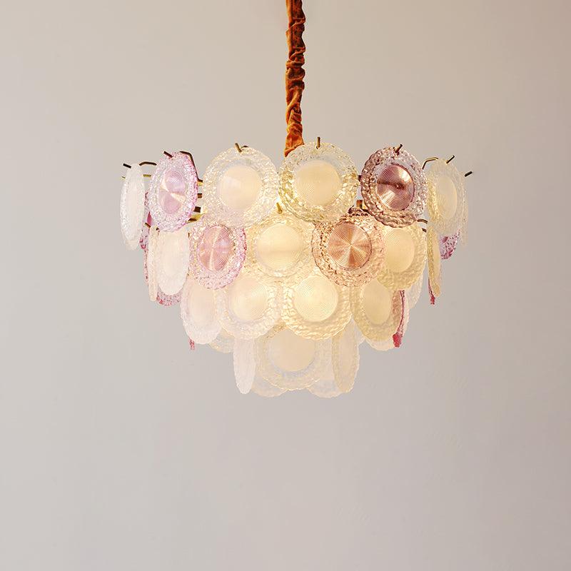Lustra Chandelier Glass Disc Layered Playful - Image 29