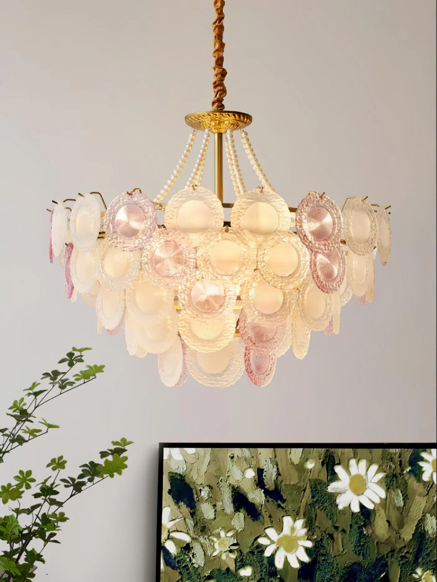 Lustra Chandelier Glass Disc Layered Playful - Image 3