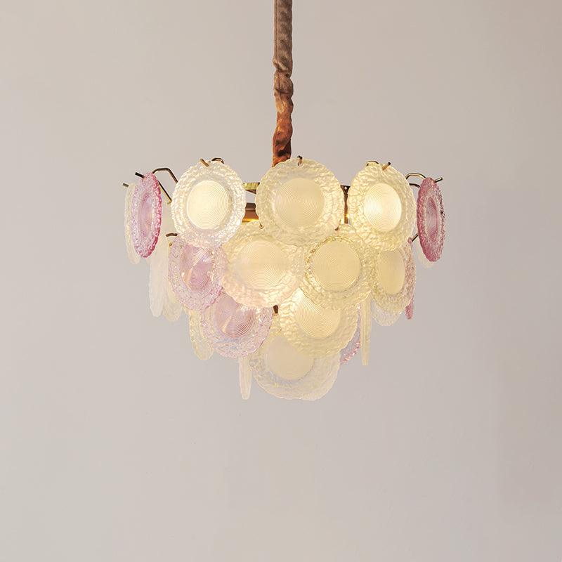 Lustra Chandelier Glass Disc Layered Playful - Image 32