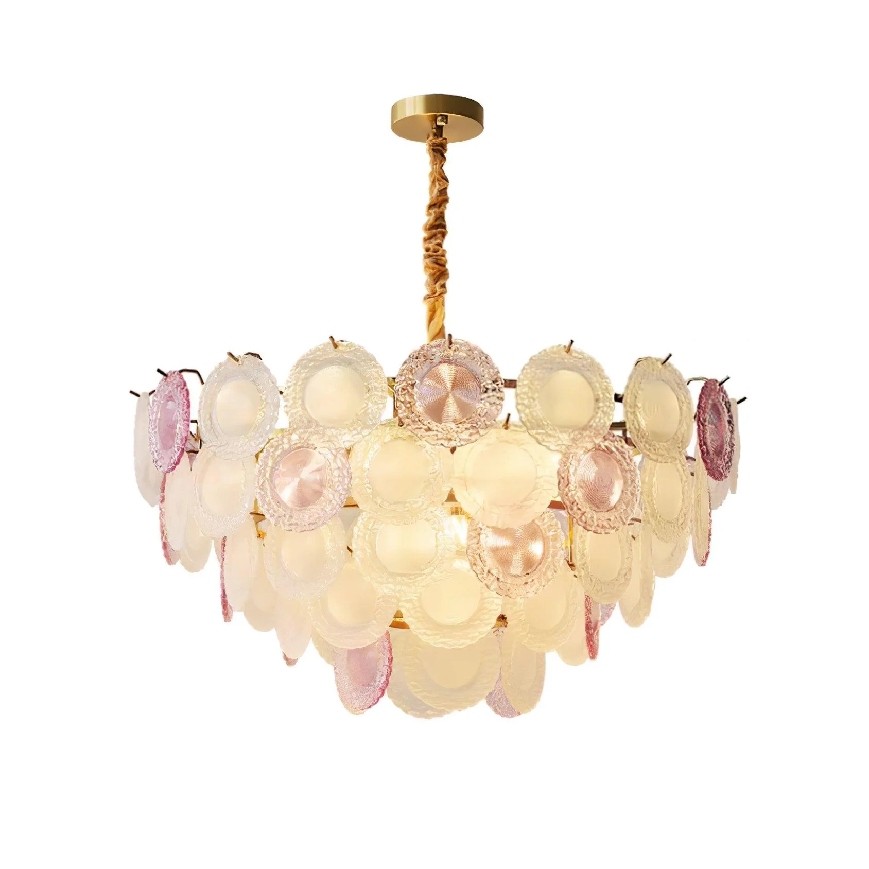 Lustra Chandelier Glass Disc Layered Playful - Image 35