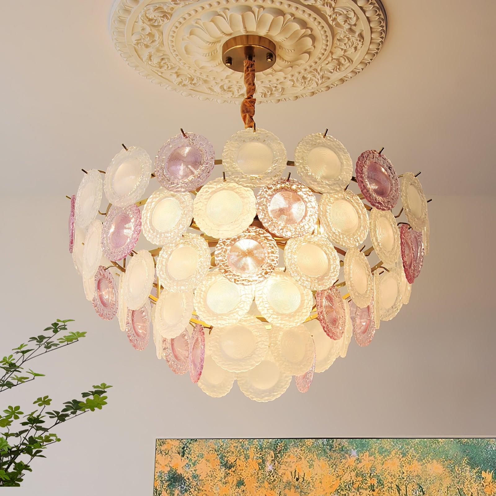 Lustra Chandelier Glass Disc Layered Playful - Image 37
