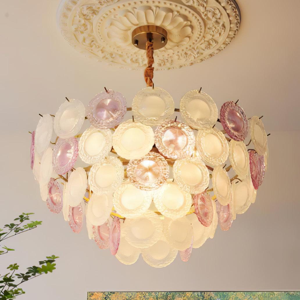 Lustra Chandelier Glass Disc Layered Playful - Image 4
