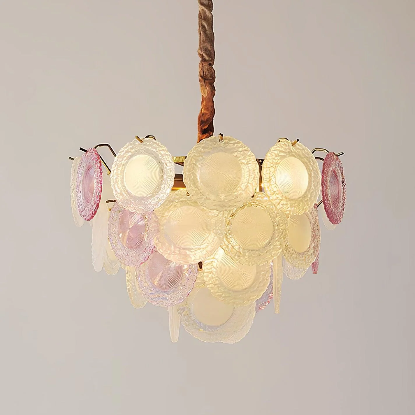 Lustra Chandelier Glass Disc Layered Playful - Image 42