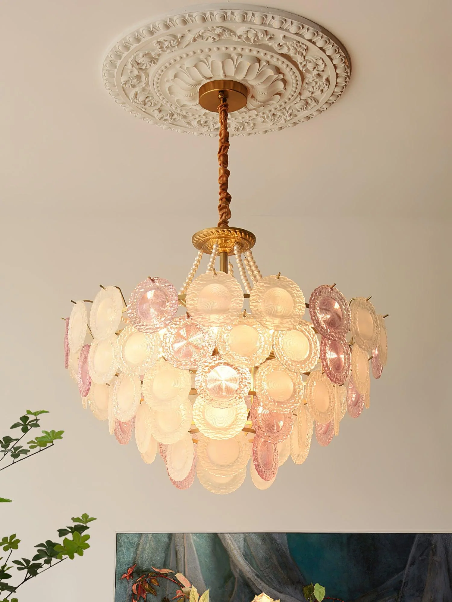 Lustra Chandelier Glass Disc Layered Playful - Image 45