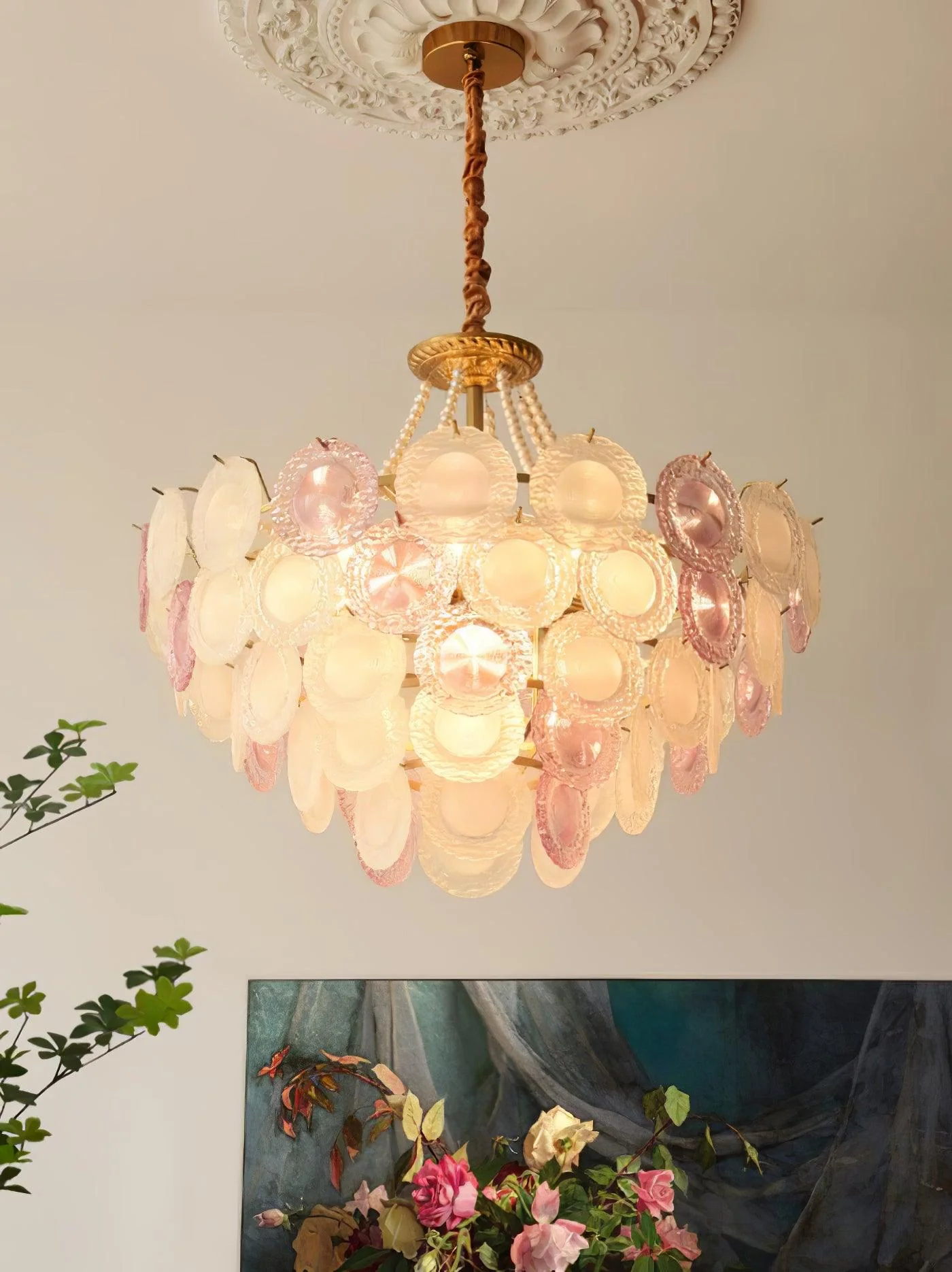 Lustra Chandelier Glass Disc Layered Playful - Image 6