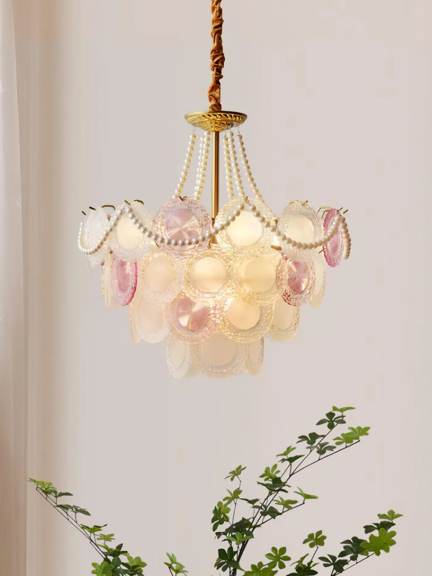 Lustra Chandelier Glass Disc Layered Playful - Image 8