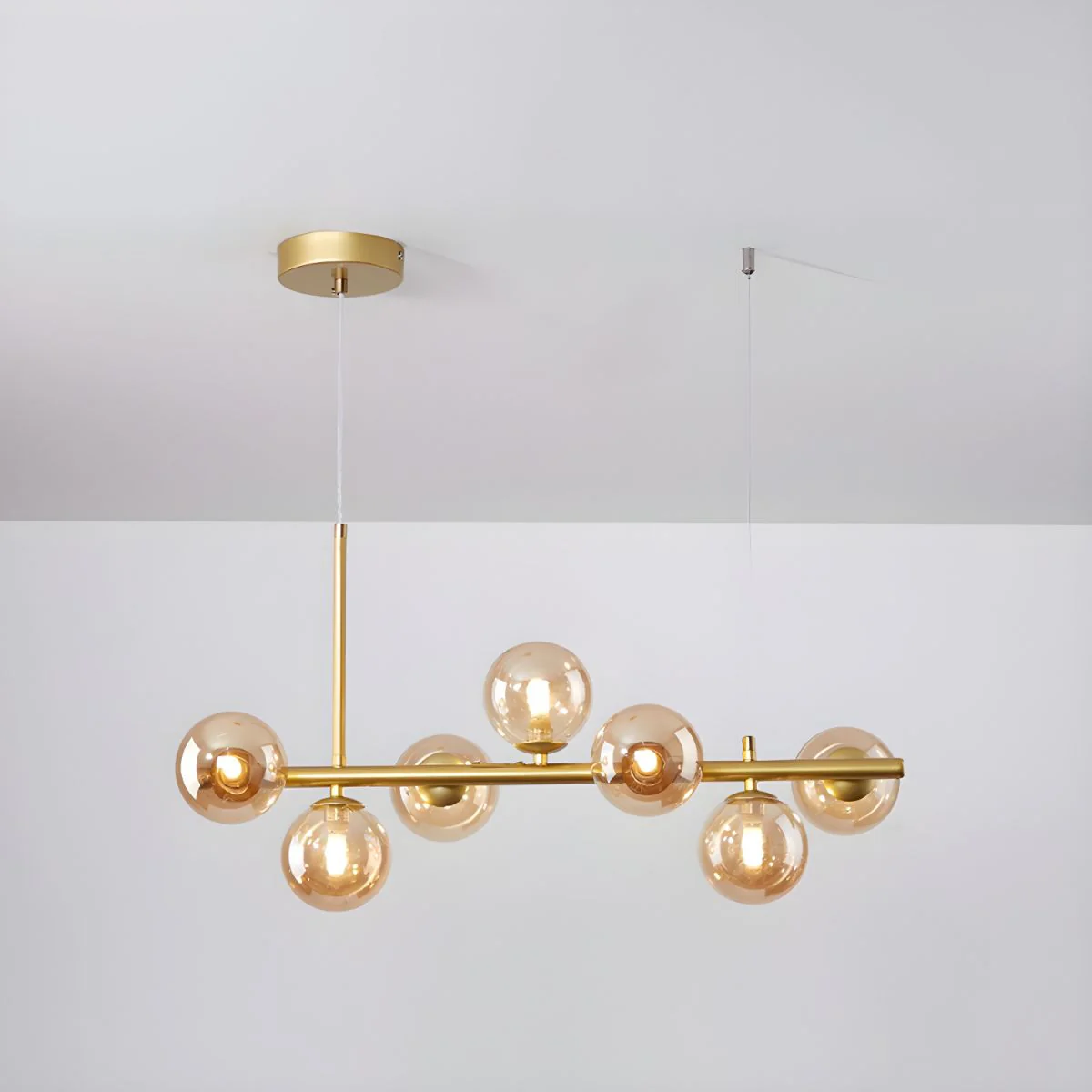 Lustra Chandelier Glass Globe Gold 12-Light - Image 15