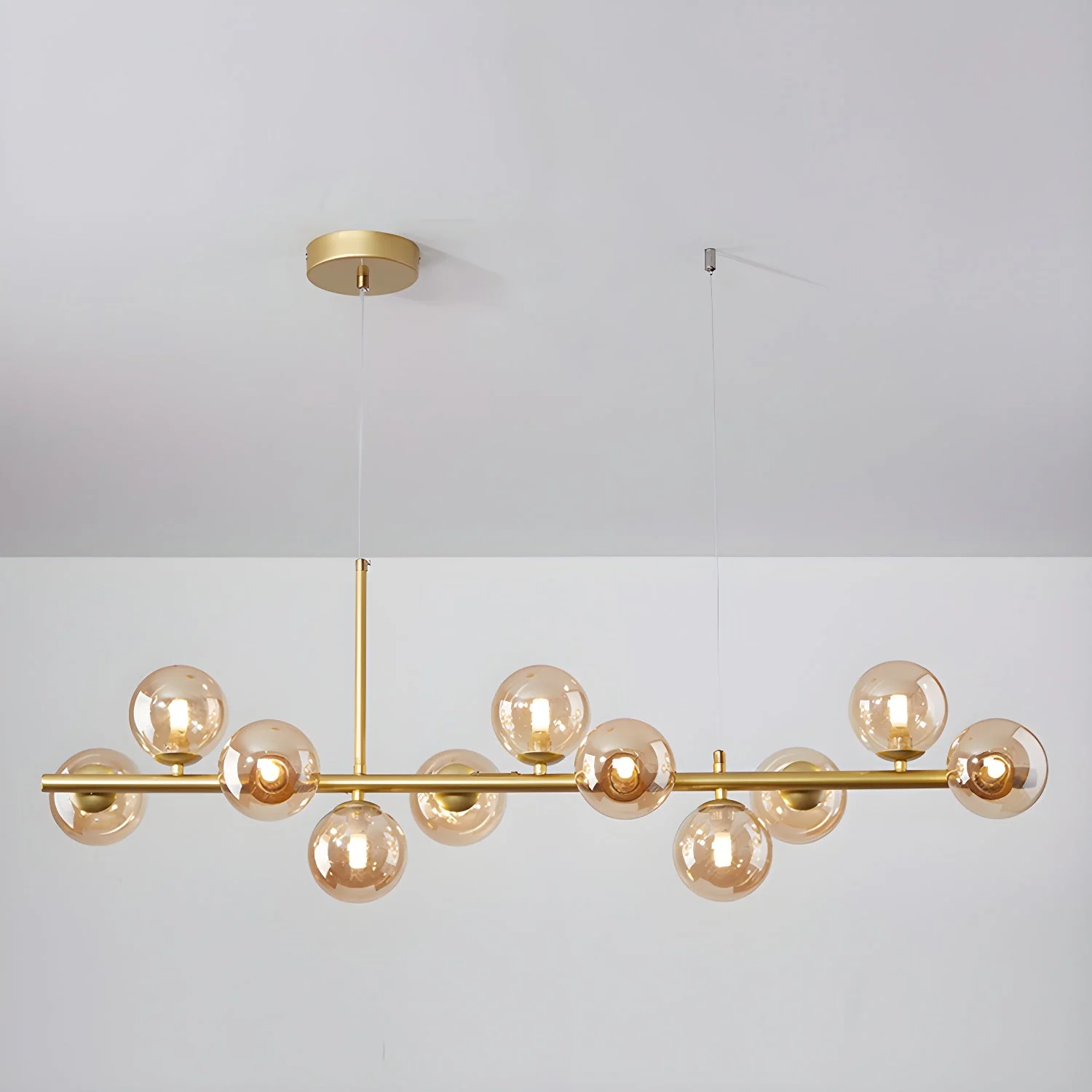 Lustra Chandelier Glass Globe Gold 12-Light - Image 9