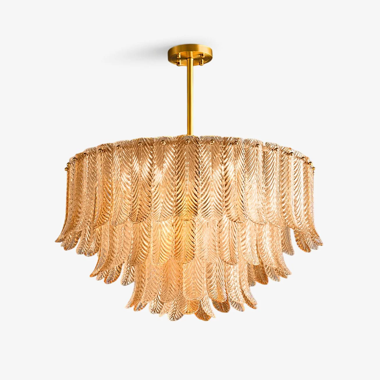 Lustra Chandelier Glass Leaf Gold Tapered