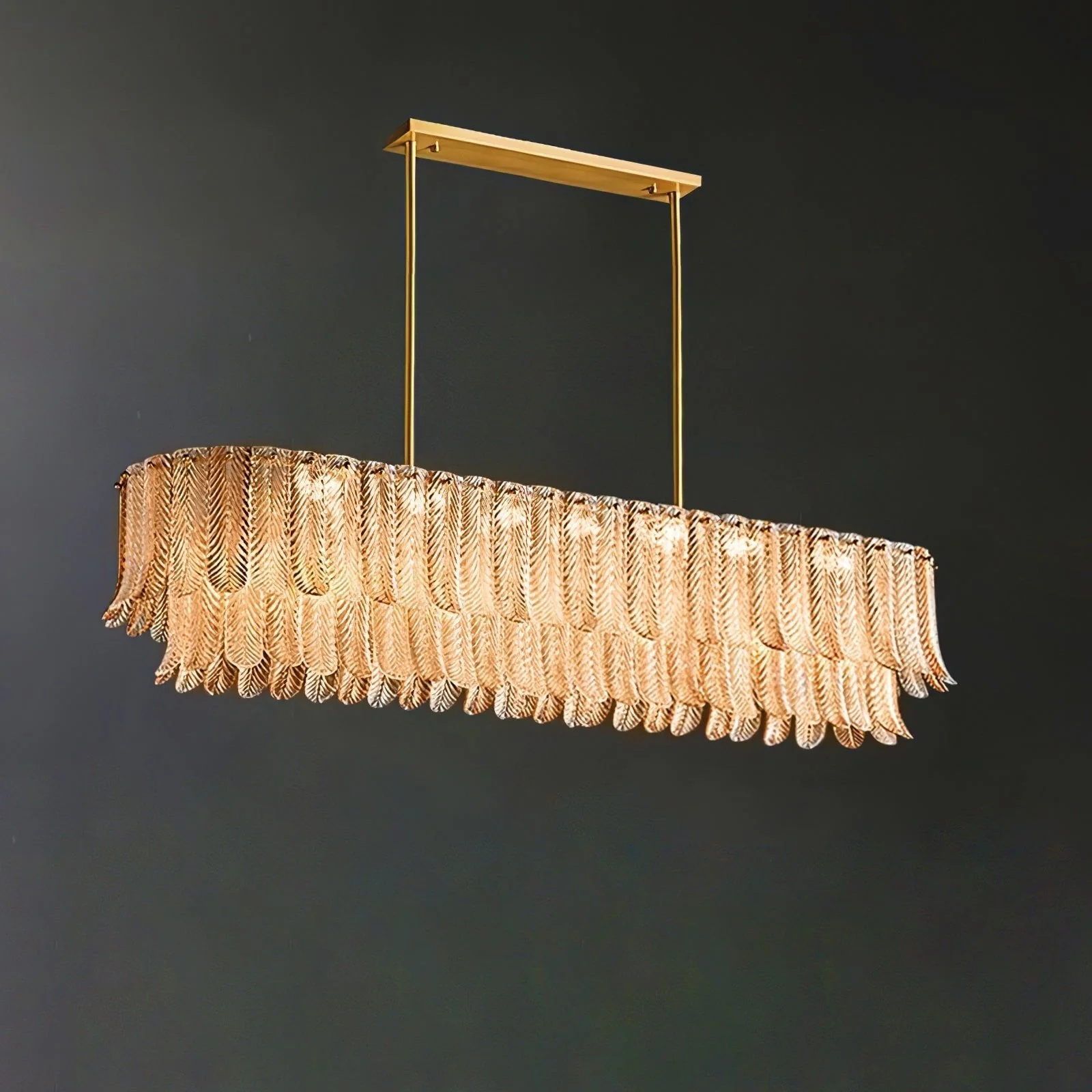 Lustra Chandelier Glass Leaf Gold Tapered - Image 2