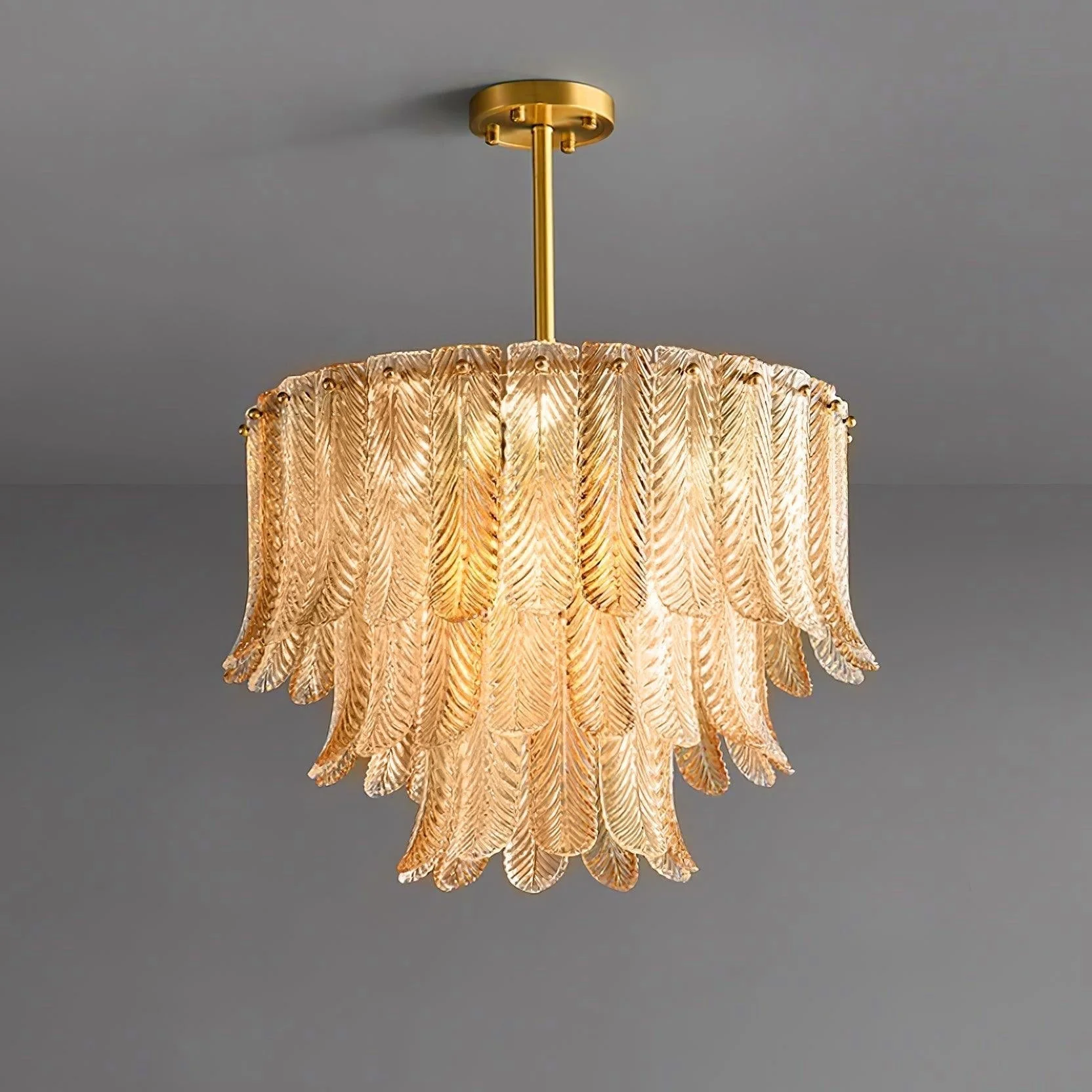 Lustra Chandelier Glass Leaf Gold Tapered - Image 3