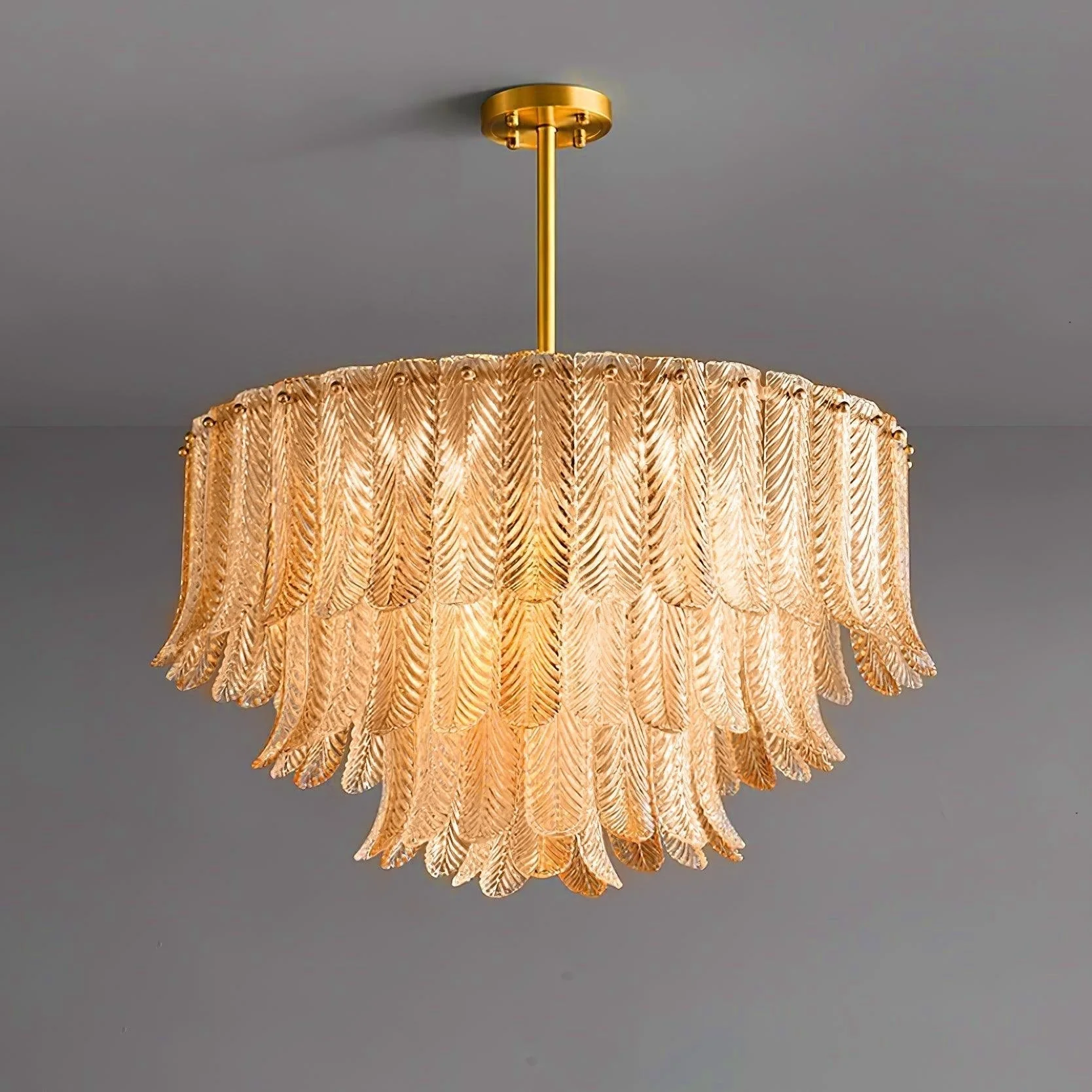 Lustra Chandelier Glass Leaf Gold Tapered - Image 6
