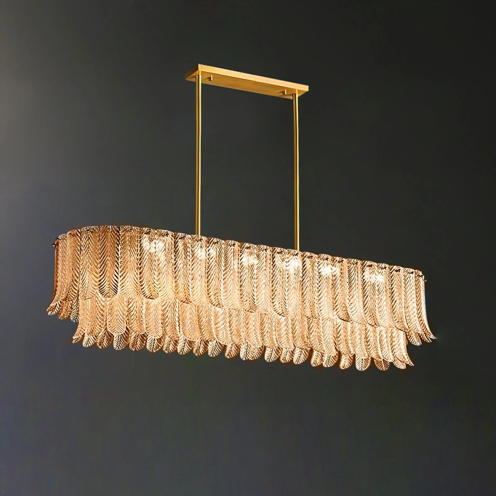 Lustra Chandelier Glass Leaf Gold Tapered - Image 8