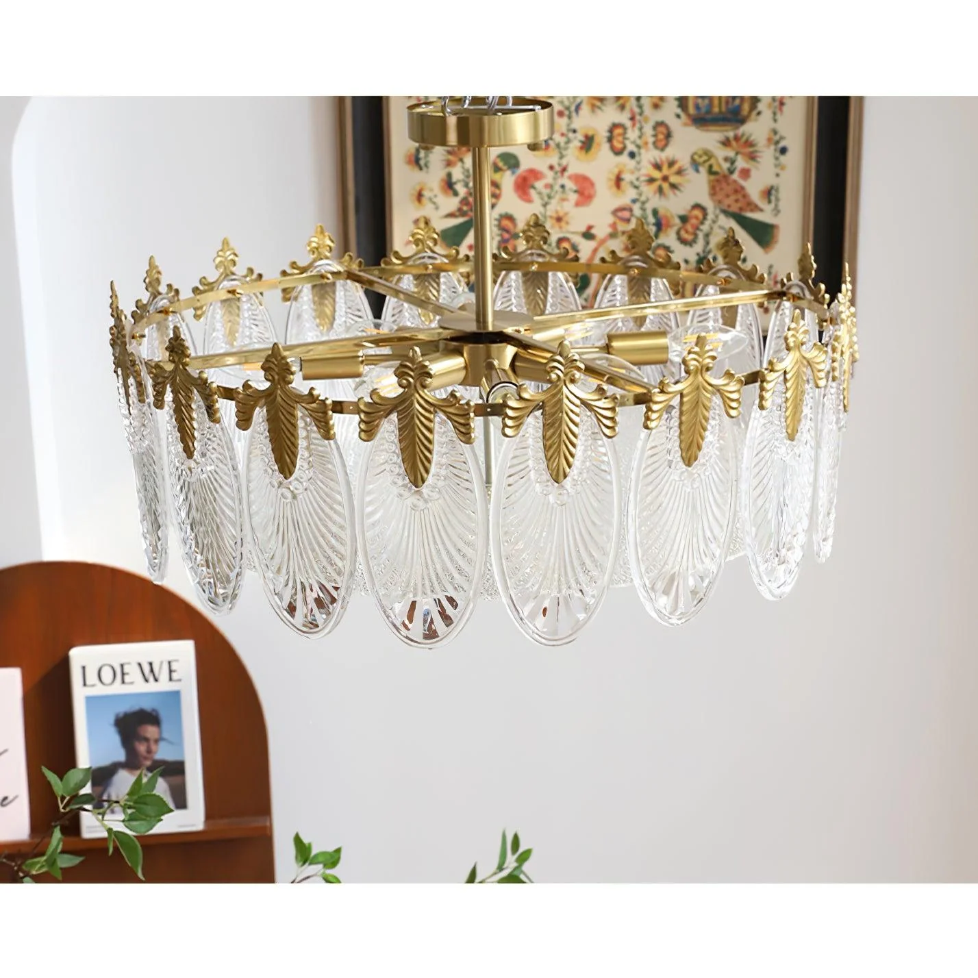 Lustra Chandelier Glass Petals Gold Frame Round - Image 10