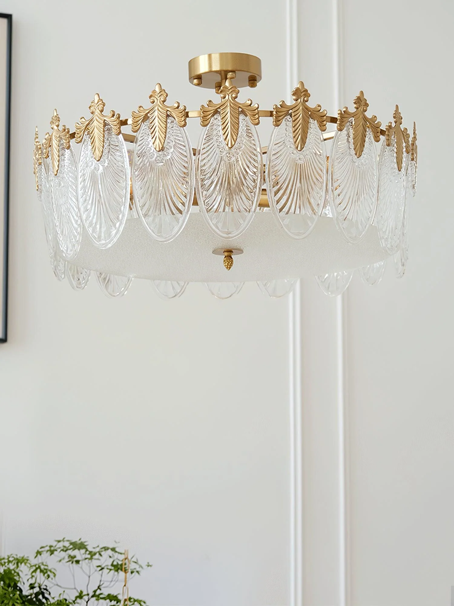 Lustra Chandelier Glass Petals Gold Frame Round - Image 18