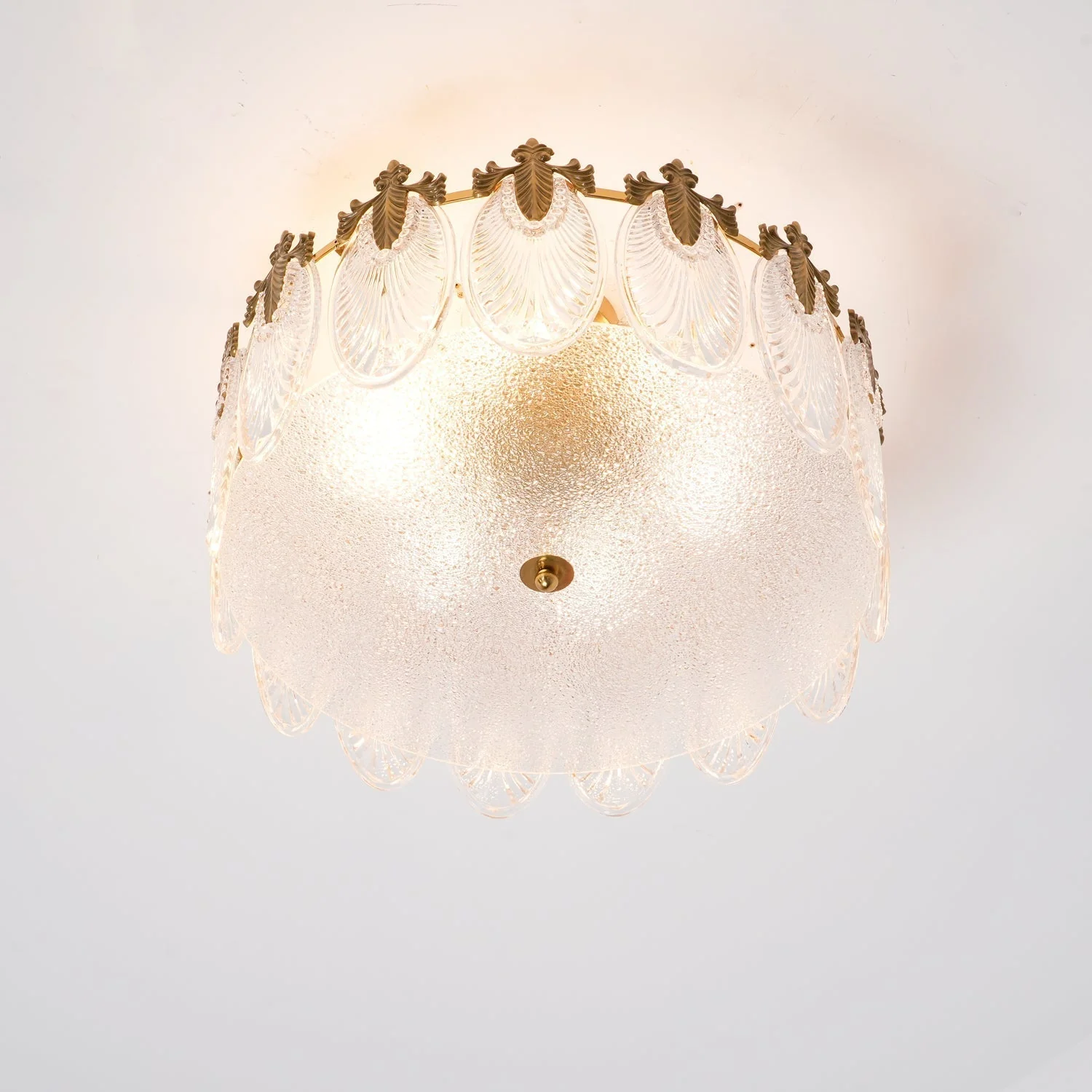 Lustra Chandelier Glass Petals Gold Frame Round - Image 2