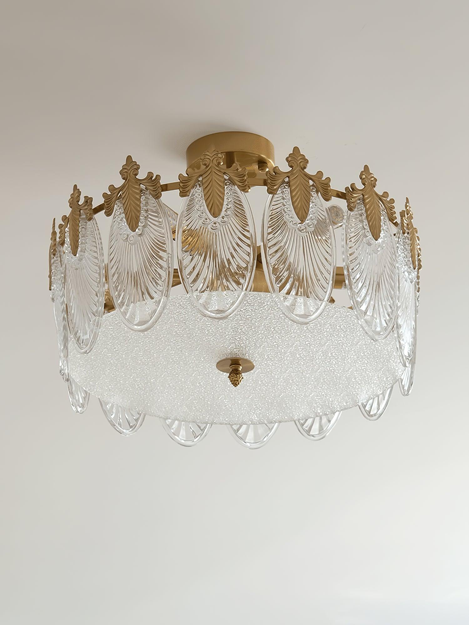 Lustra Chandelier Glass Petals Gold Frame Round - Image 26