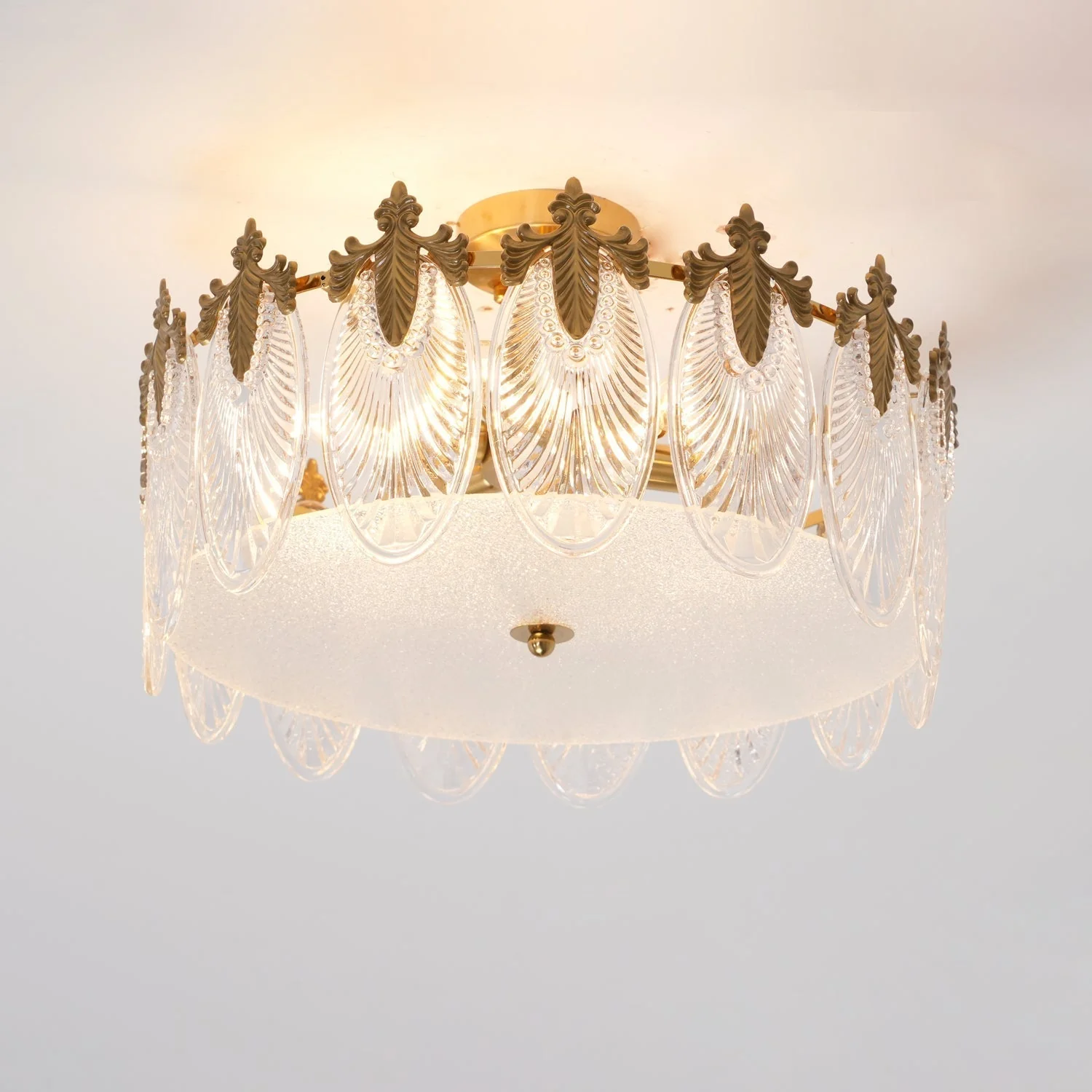 Lustra Chandelier Glass Petals Gold Frame Round - Image 28