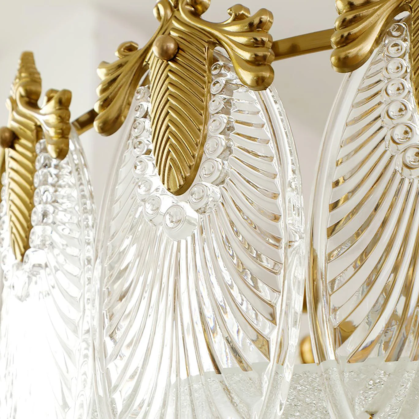 Lustra Chandelier Glass Petals Gold Frame Round - Image 31