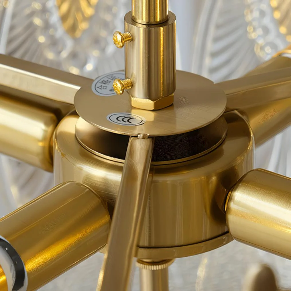 Lustra Chandelier Glass Petals Gold Frame Round - Image 32