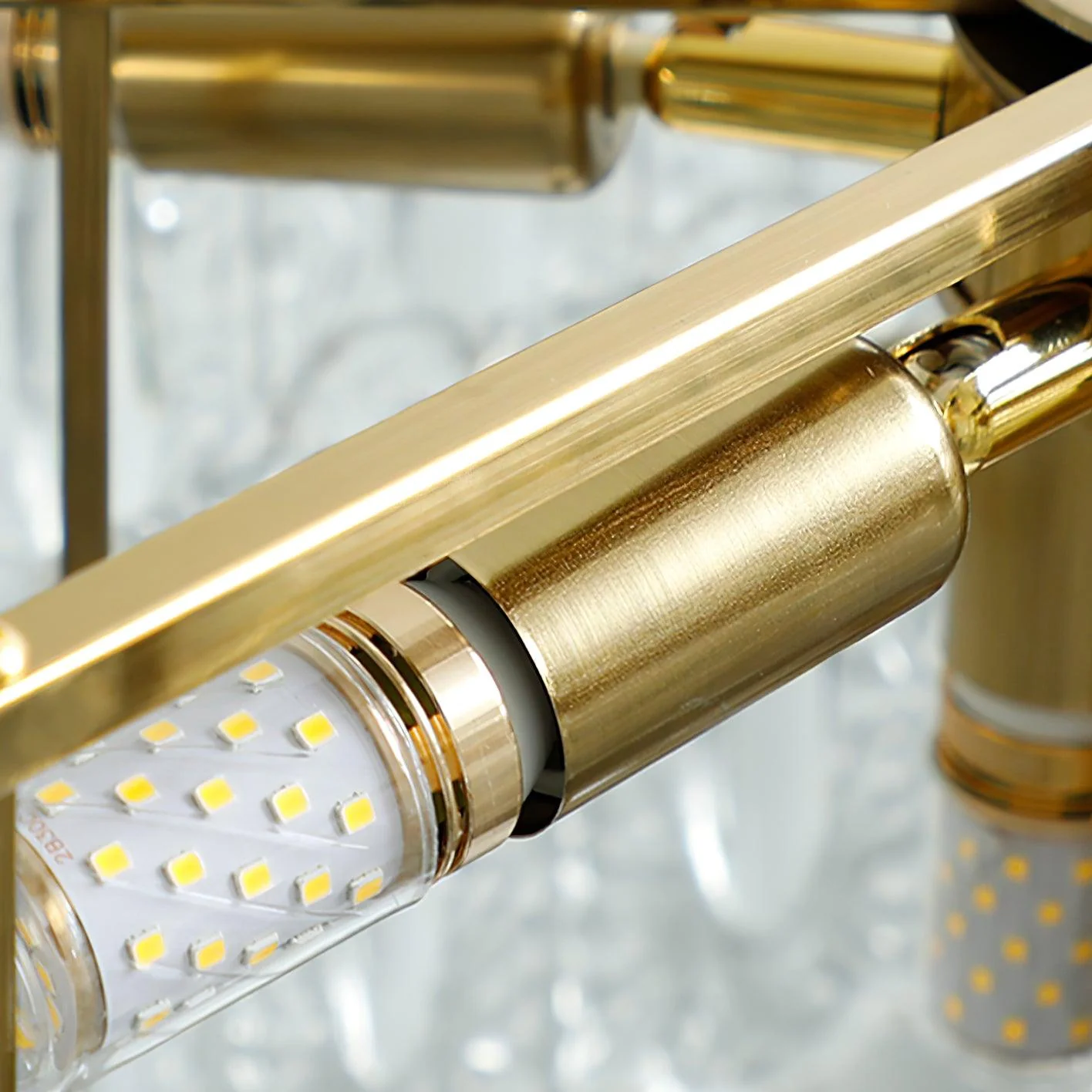 Lustra Chandelier Glass Petals Gold Frame Round - Image 33
