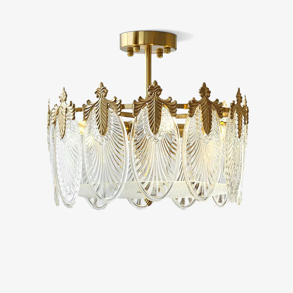 Lustra Chandelier Glass Petals Gold Frame Round - Image 35