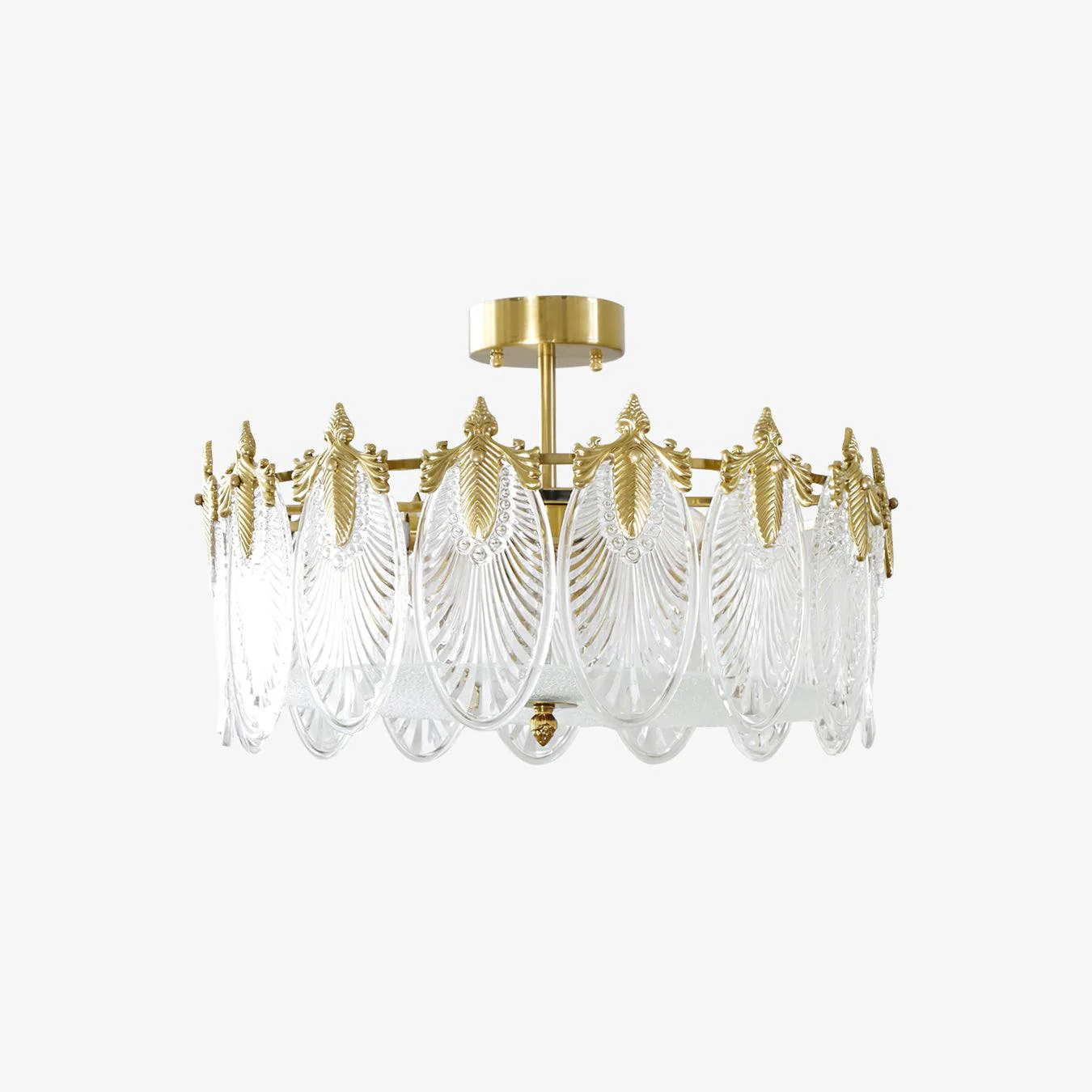 Lustra Chandelier Glass Petals Gold Frame Round - Image 36