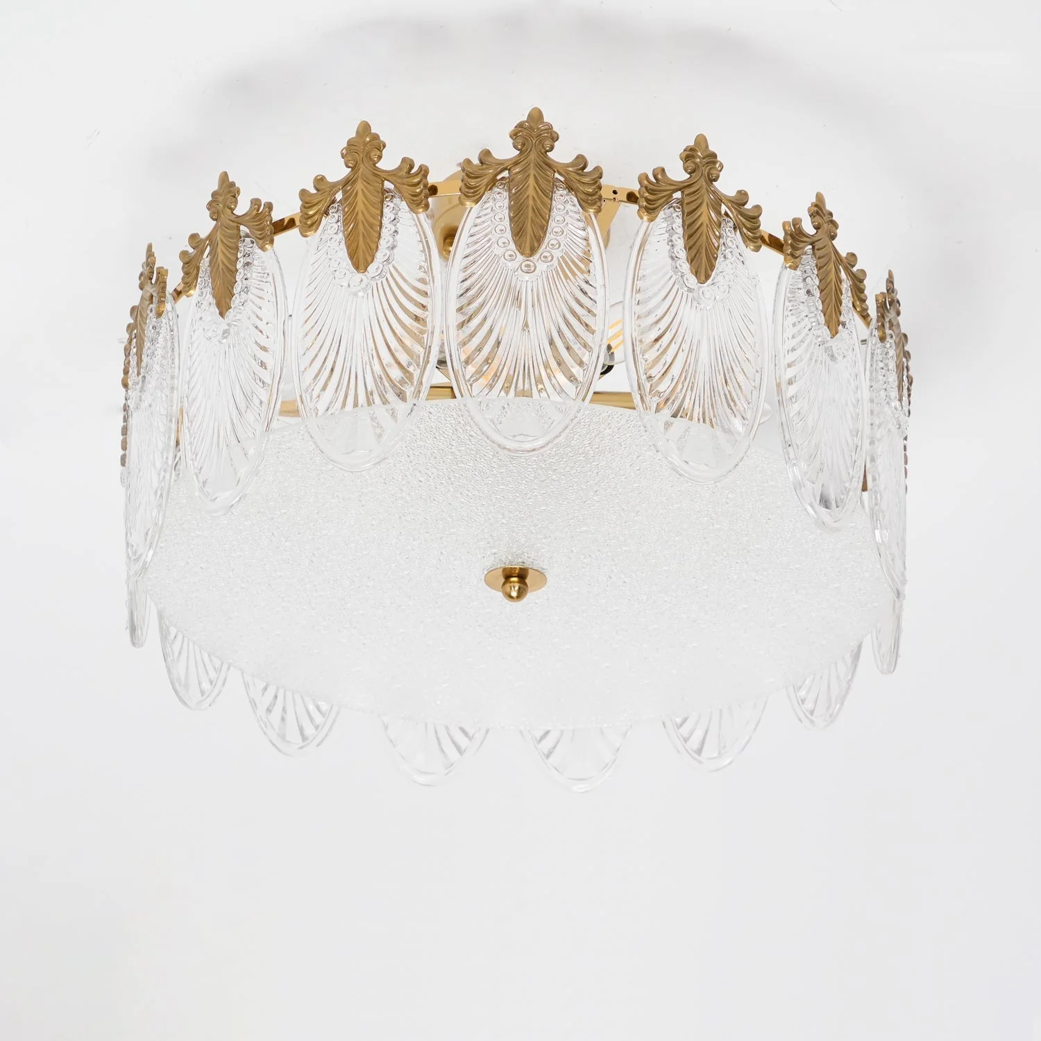 Lustra Chandelier Glass Petals Gold Frame Round - Image 37