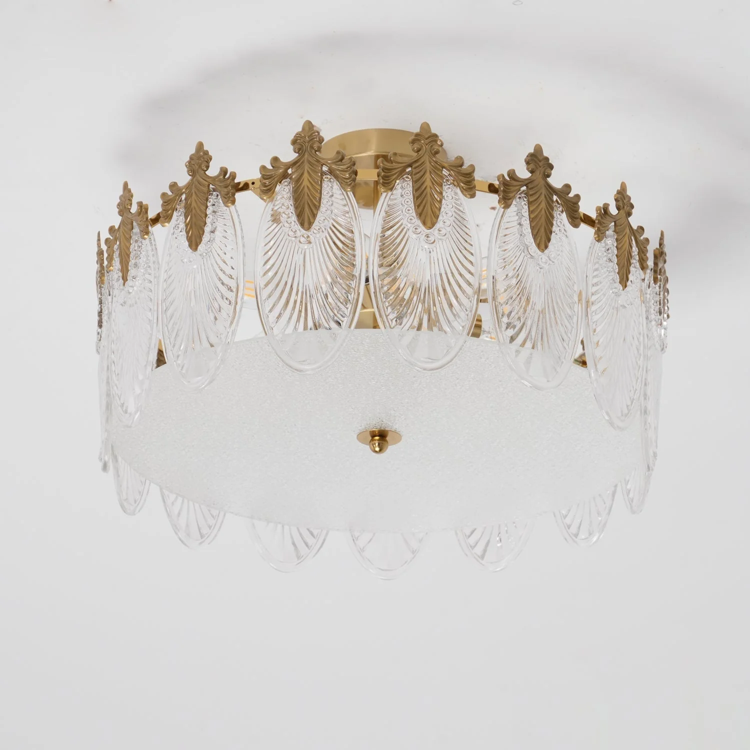 Lustra Chandelier Glass Petals Gold Frame Round - Image 38