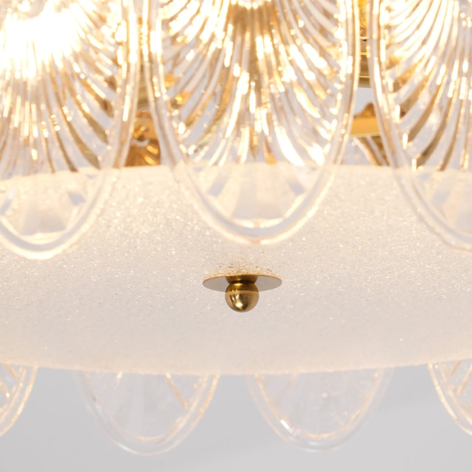 Lustra Chandelier Glass Petals Gold Frame Round - Image 6