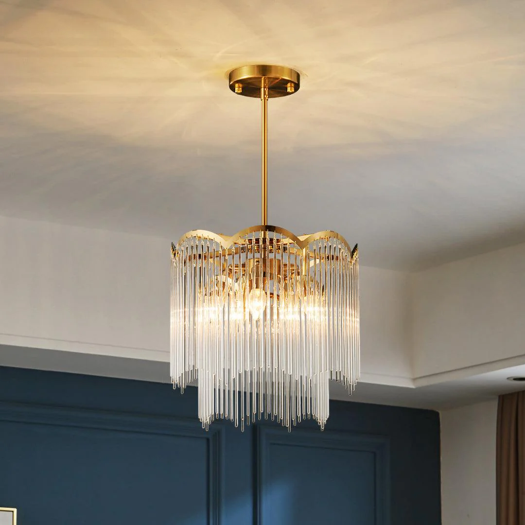 Lustra Chandelier Glass Rod Wave Shape - Image 28