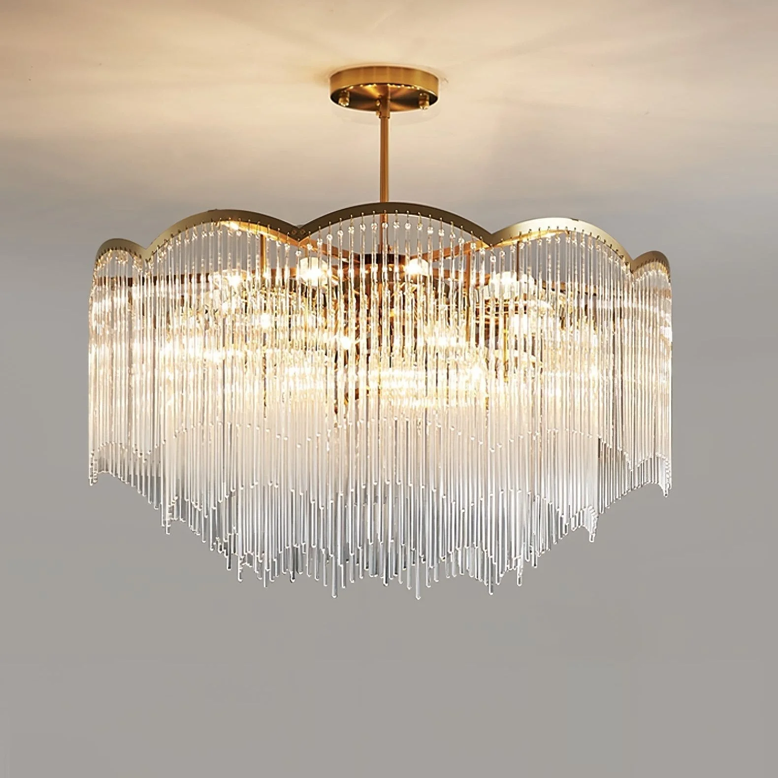 Lustra Chandelier Glass Rod Wave Shape - Image 29