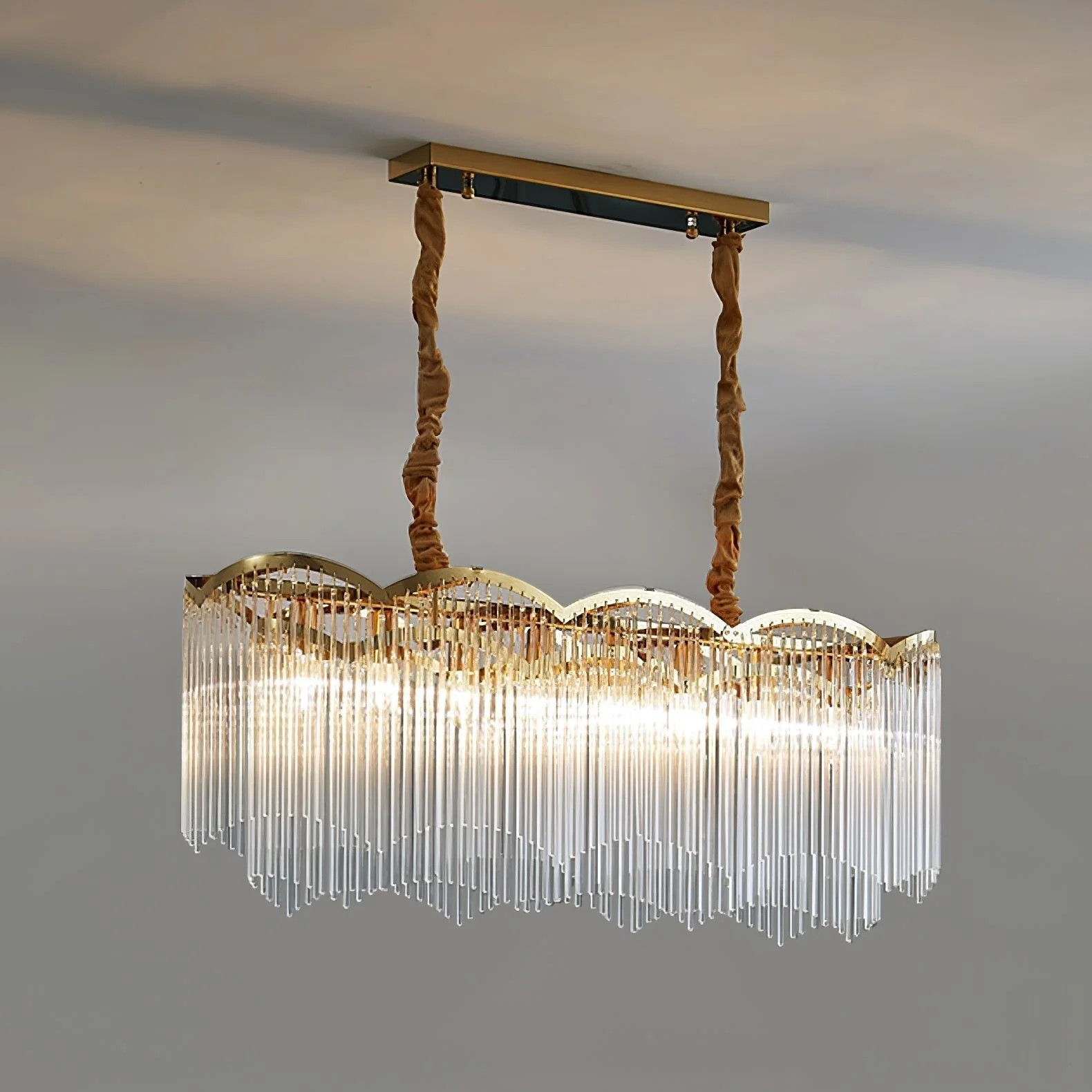 Lustra Chandelier Glass Rod Wave Shape - Image 30