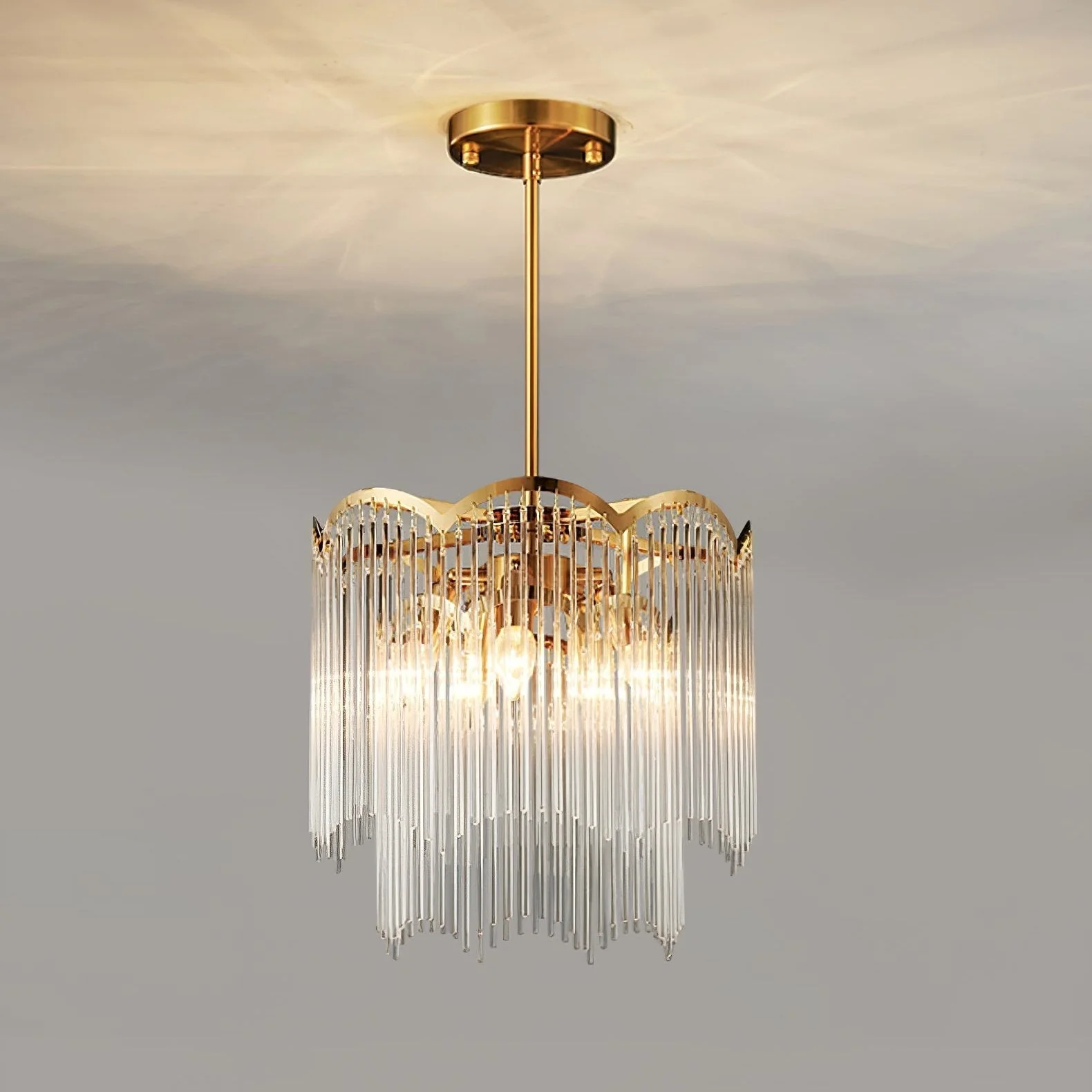 Lustra Chandelier Glass Rod Wave Shape - Image 31
