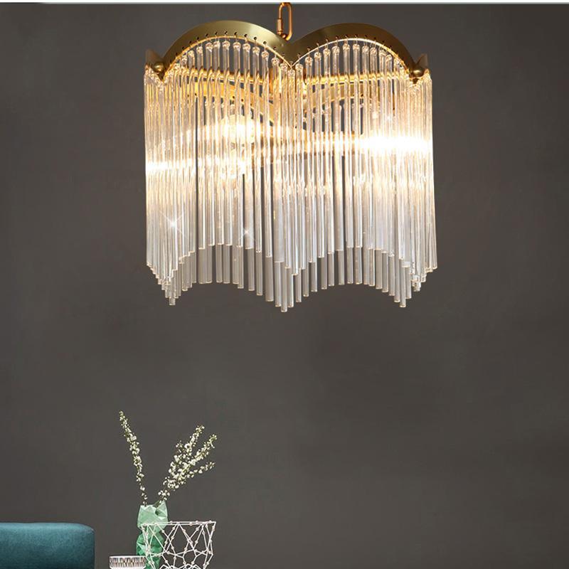 Lustra Chandelier Glass Rod Wave Shape - Image 42
