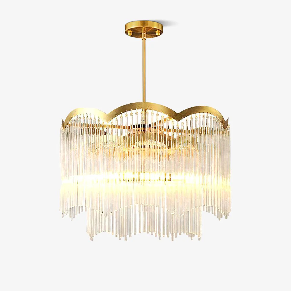 Lustra Chandelier Glass Rod Wave Shape - Image 43