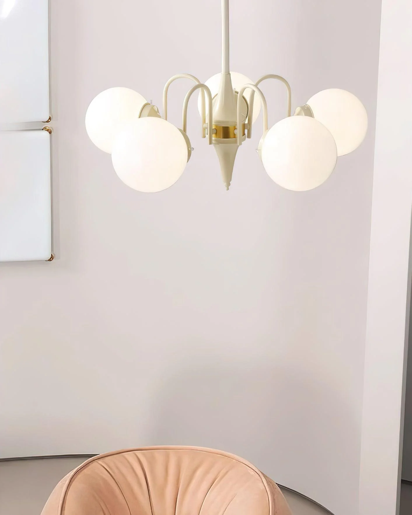 Lustra Chandelier Globe Cream Modern - Image 26