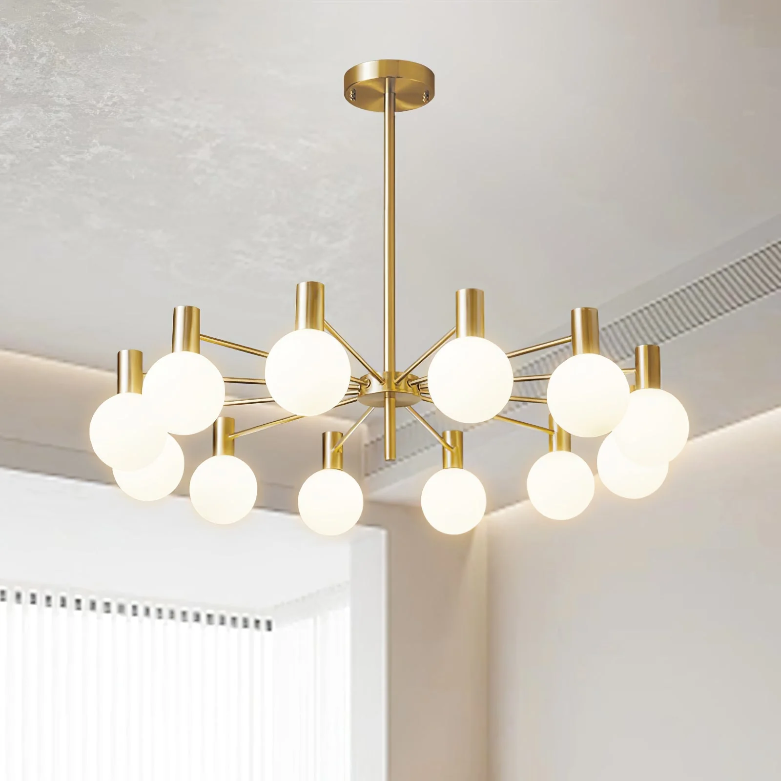 Lustra Chandelier Globe Glass Gold Frame Modern - Image 32